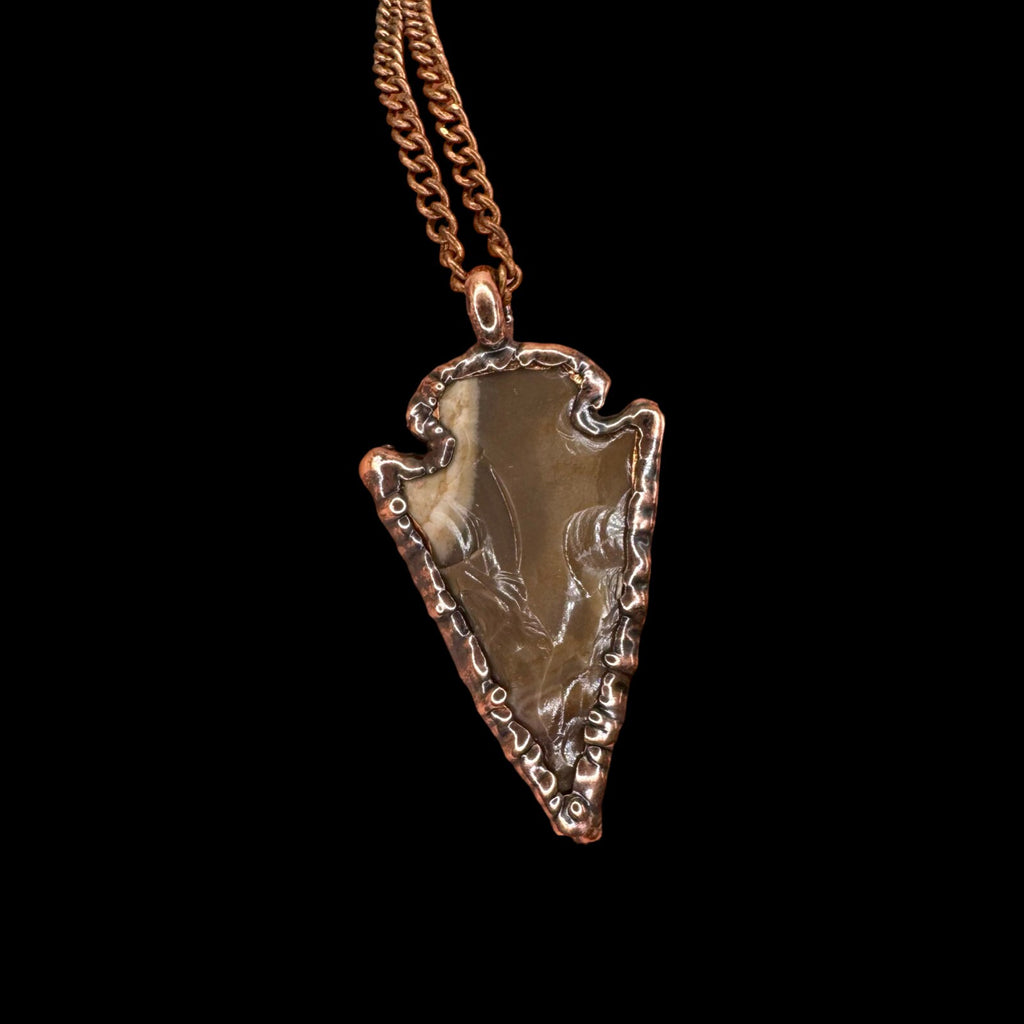 Raw Agate Arrowhead Necklace: Electroformed Copper Jewelry