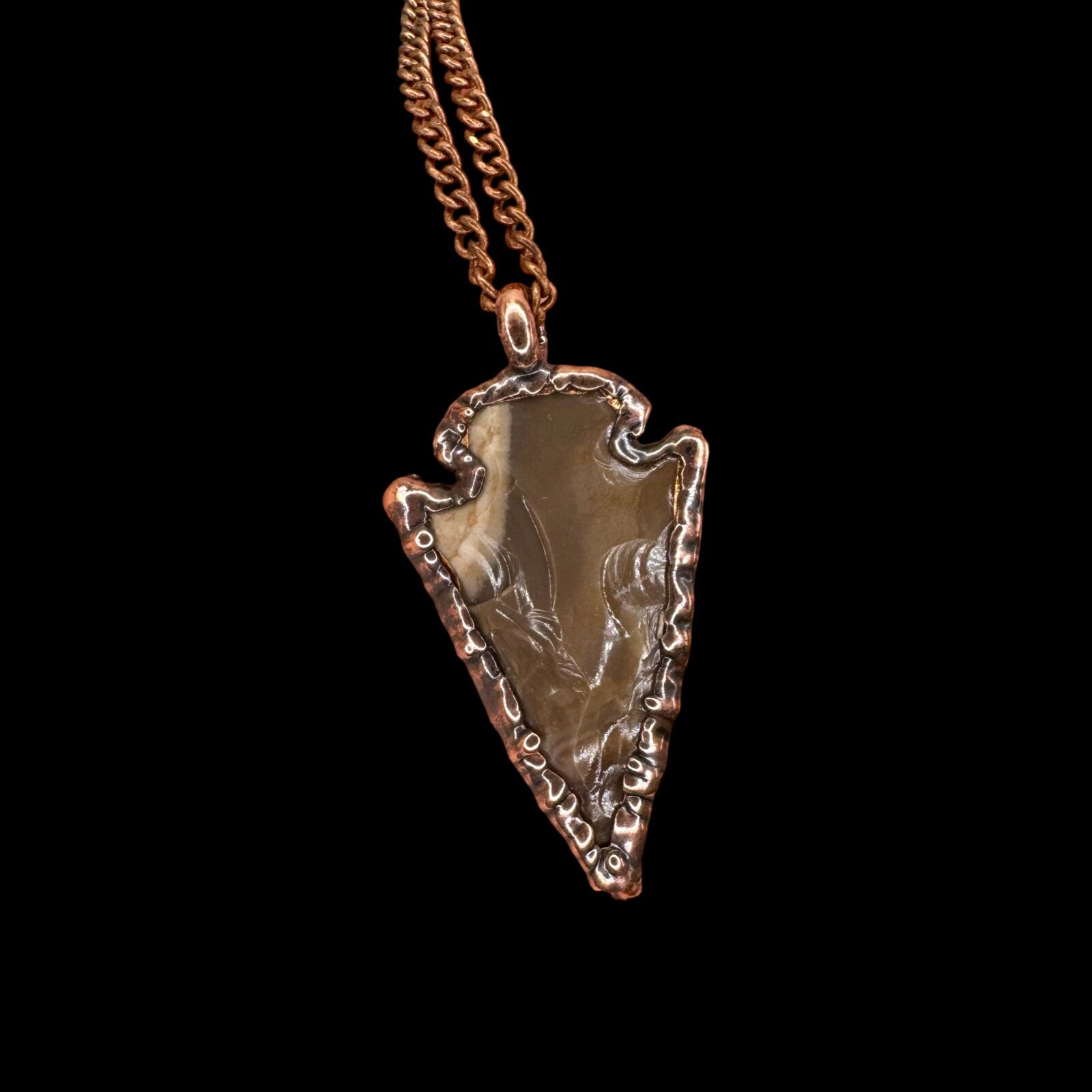 Raw Agate Arrowhead Necklace: Electroformed Copper Jewelry
