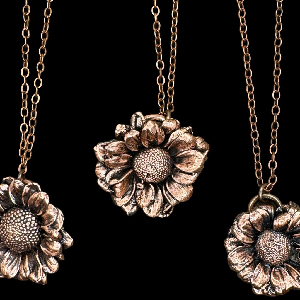 Real Coneflower Necklace: Handmade Electroformed Copper Pendant
