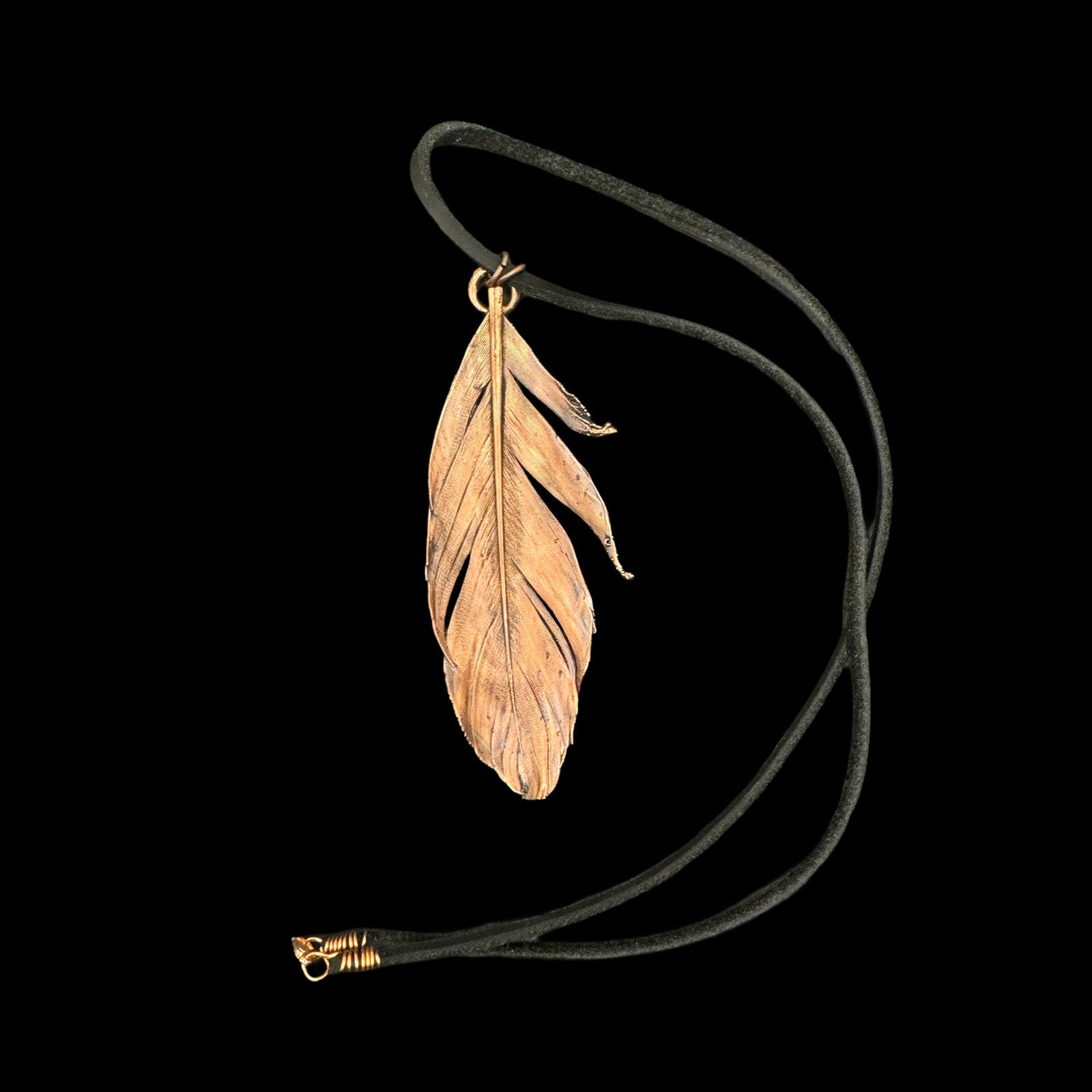 Electroformed Copper Feather Necklace: Nature Inspired Boho Jewelry