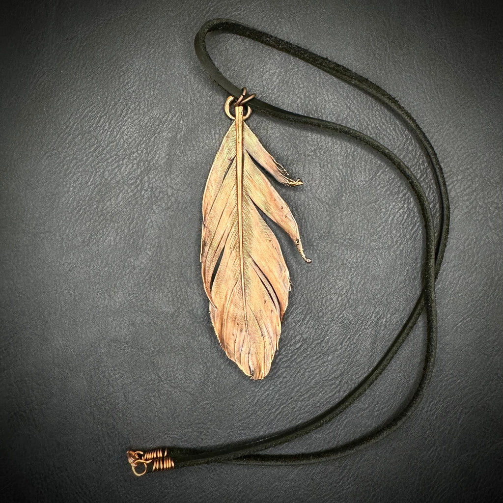 Electroformed Copper Feather Necklace: Nature Inspired Boho Jewelry