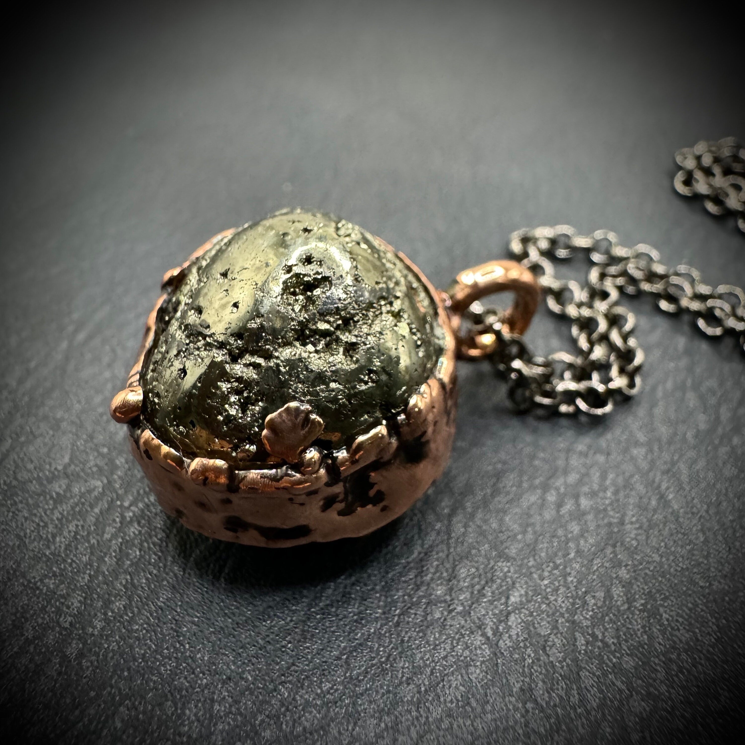 Pyrite Necklace / Necklace for Men / Electroformed Copper