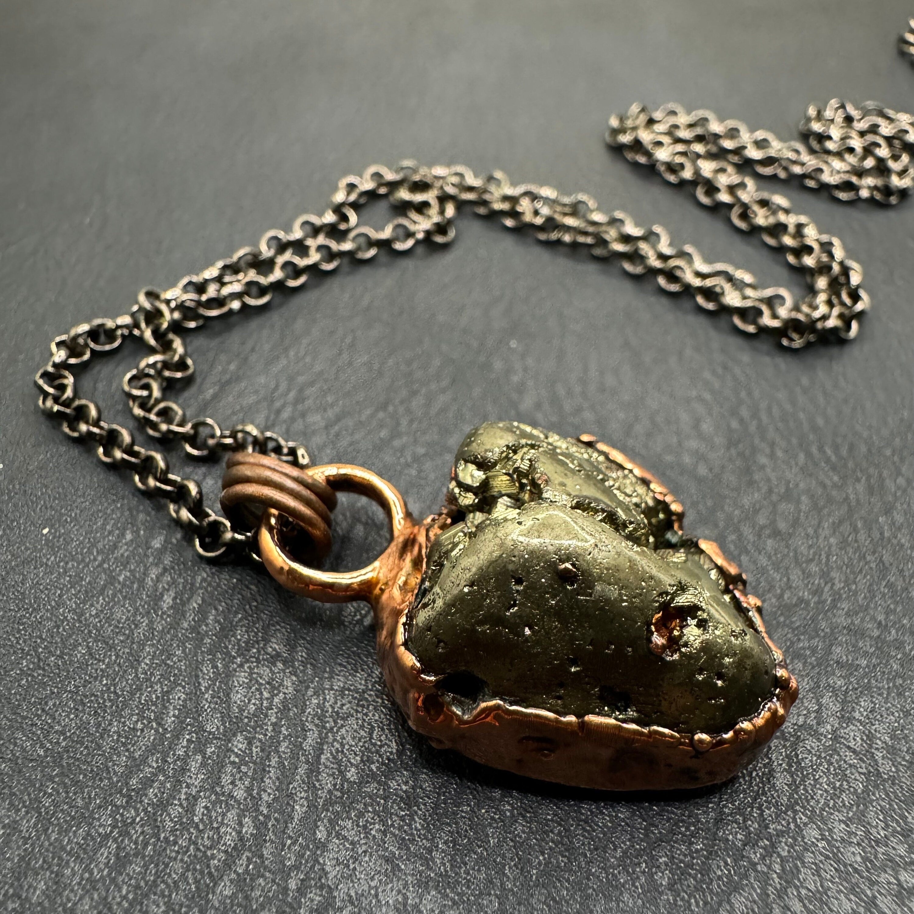 Pyrite Necklace / Necklace for Men / Electroformed Copper