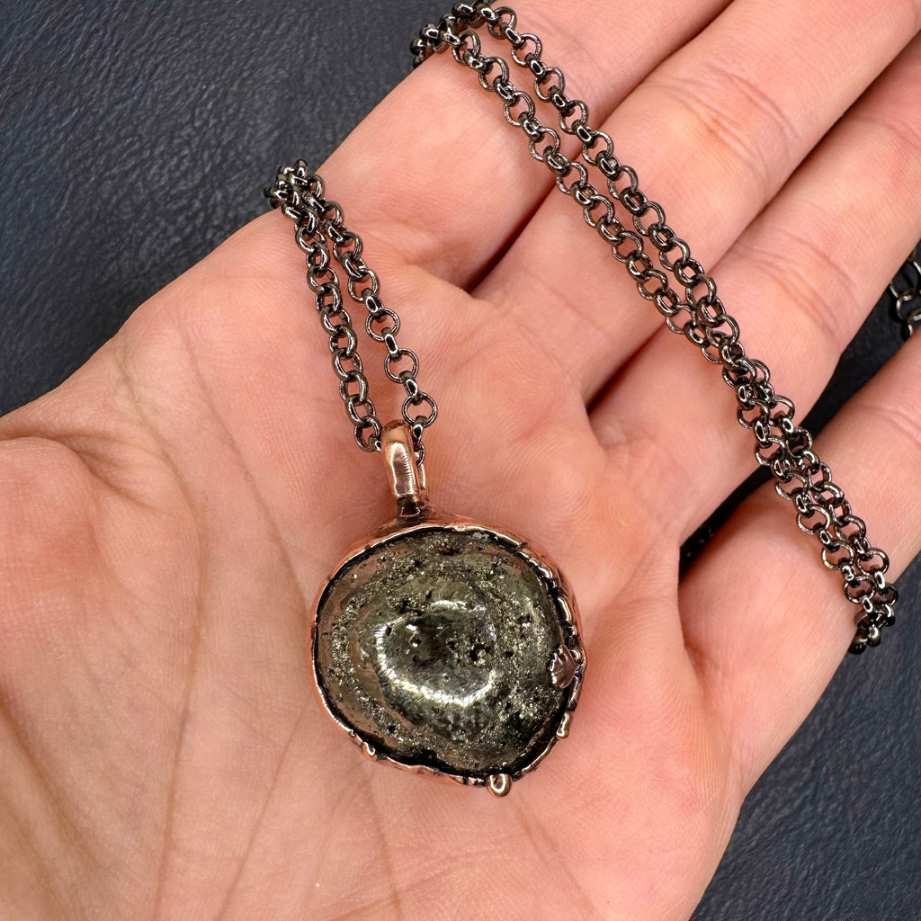 Pyrite Necklace / Necklace for Men / Electroformed Copper