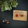 Red Jasper Birthstone Earrings / Dainty Red Copper Studs / Electroformed Jewelry