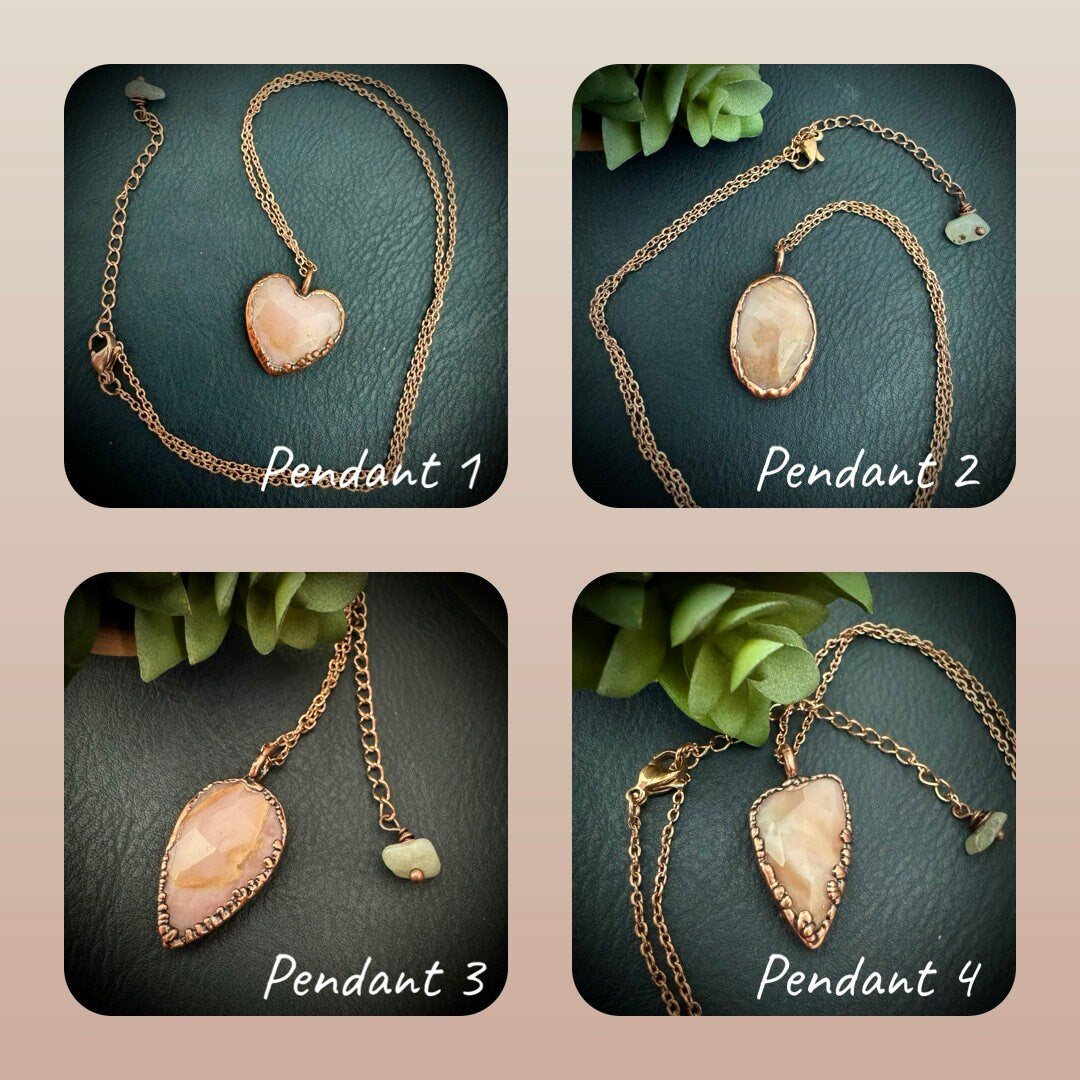 Pink Opal Rose Cut Necklace: Electroformed Copper Pendant, October Birthstone