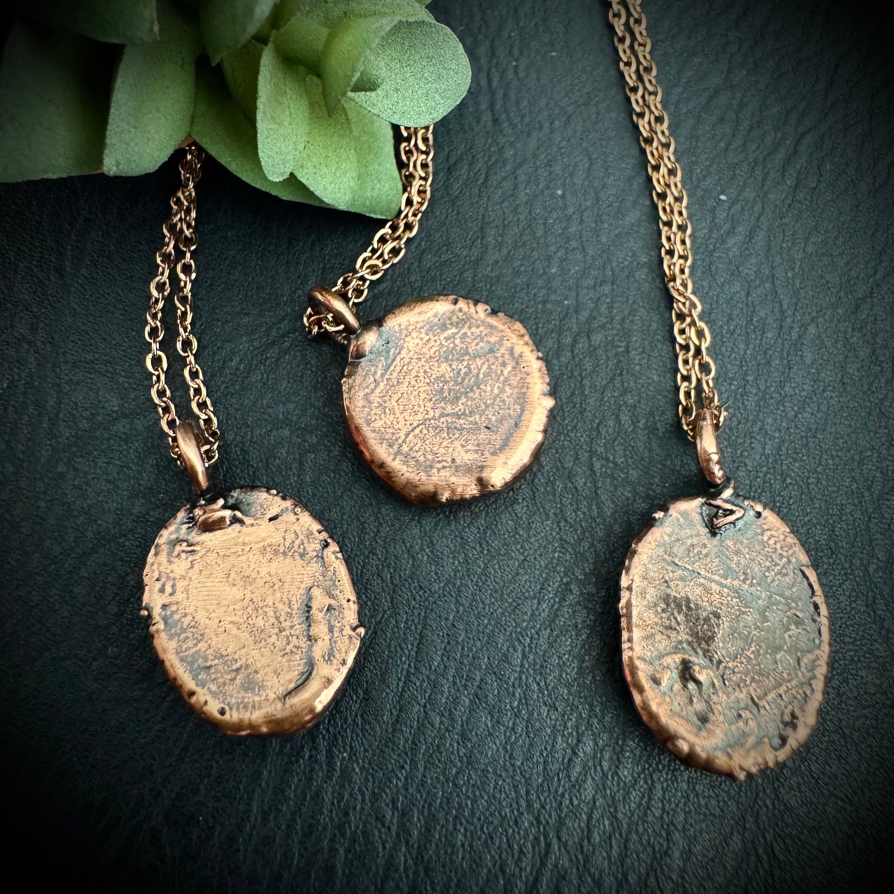 Blue Apatite Rose Cut Necklace / Dainty Crystal Necklace / Electroformed Copper Jewelry