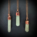 Electroformed Copper Pistachio Calcite Point Necklace