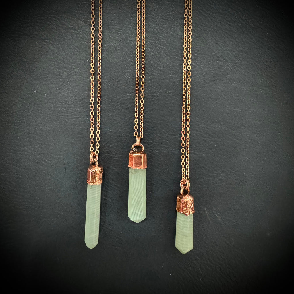 Electroformed Copper Pistachio Calcite Point Necklace