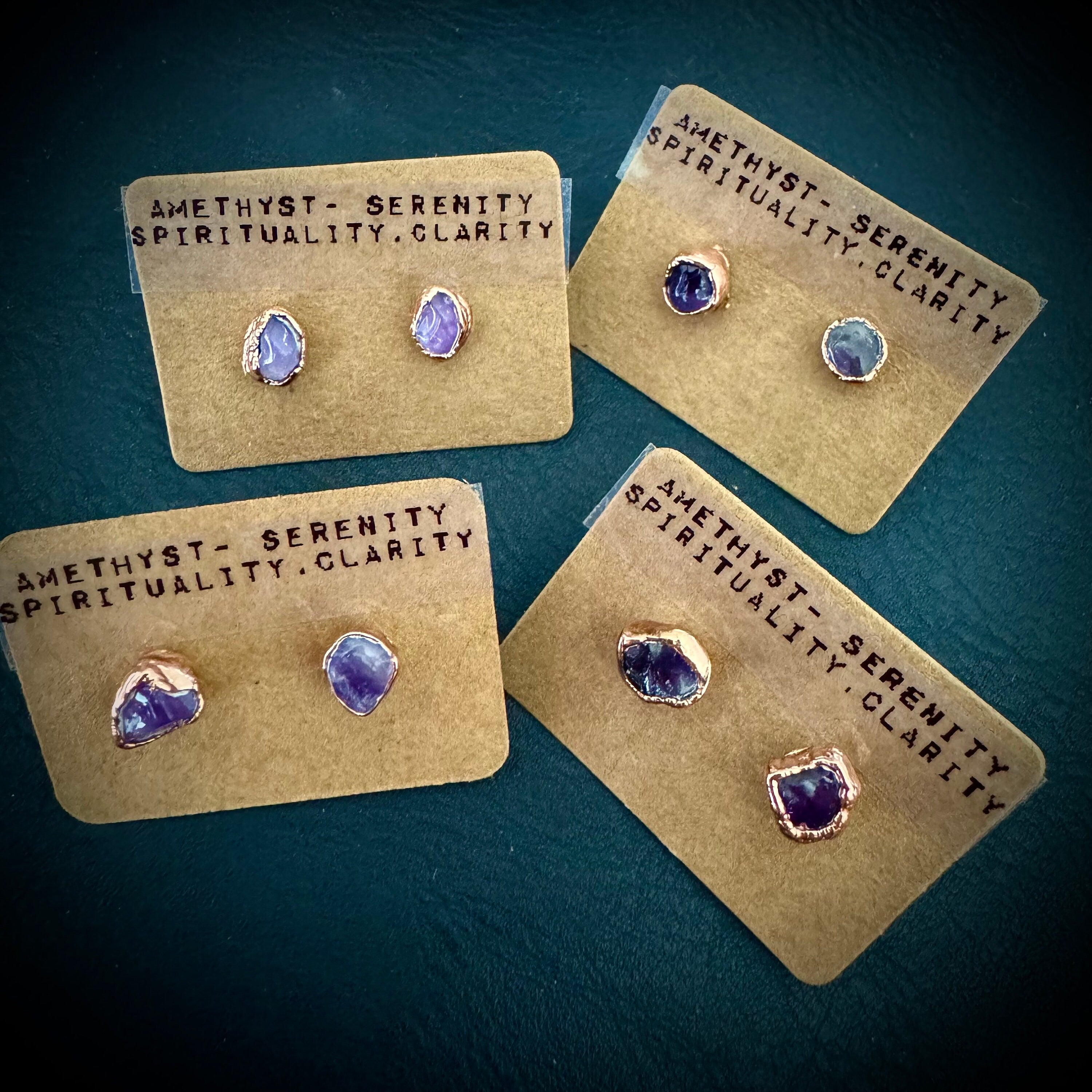 Electroformed Copper Amethyst Earrings, February Birthstone