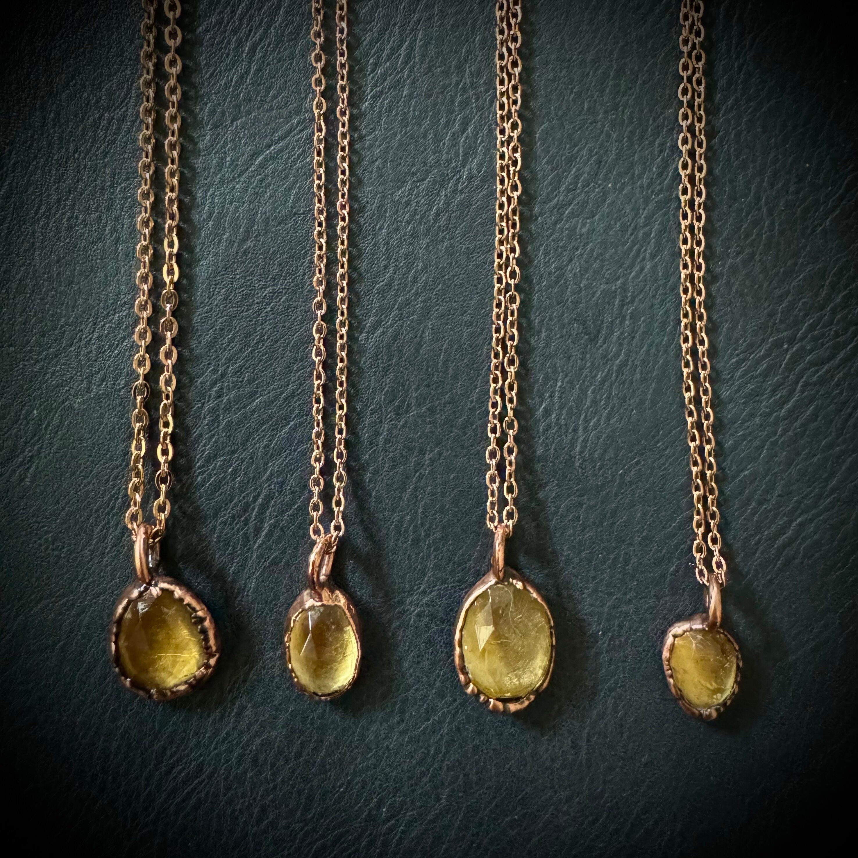 Citrine Necklace: Rose Cut Crystal, November Birthstone