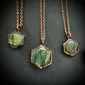 Labradorite Hexagonal Necklace / Gemstone Necklace / Electroformed Jewelry