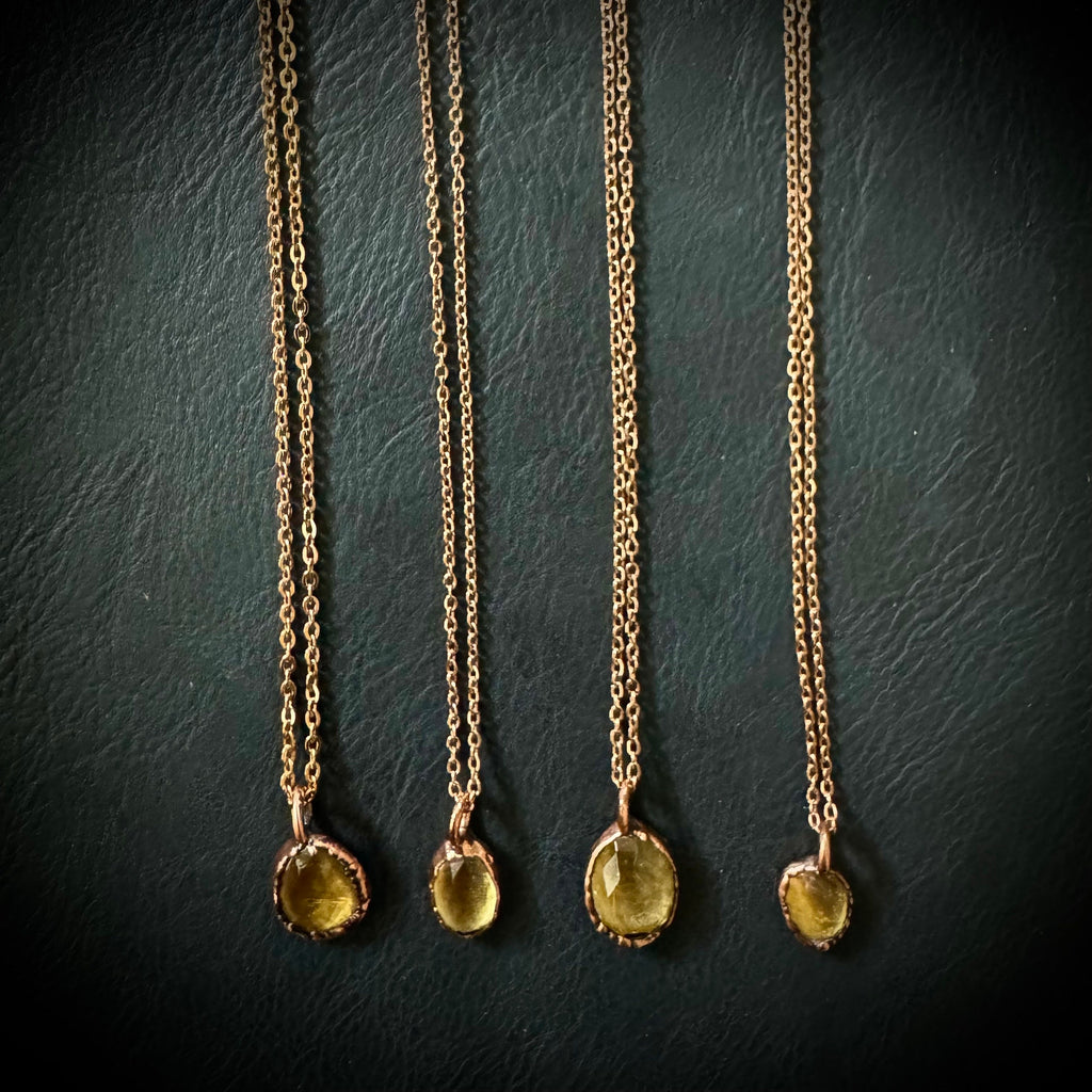 Citrine Necklace: Rose Cut Crystal, November Birthstone