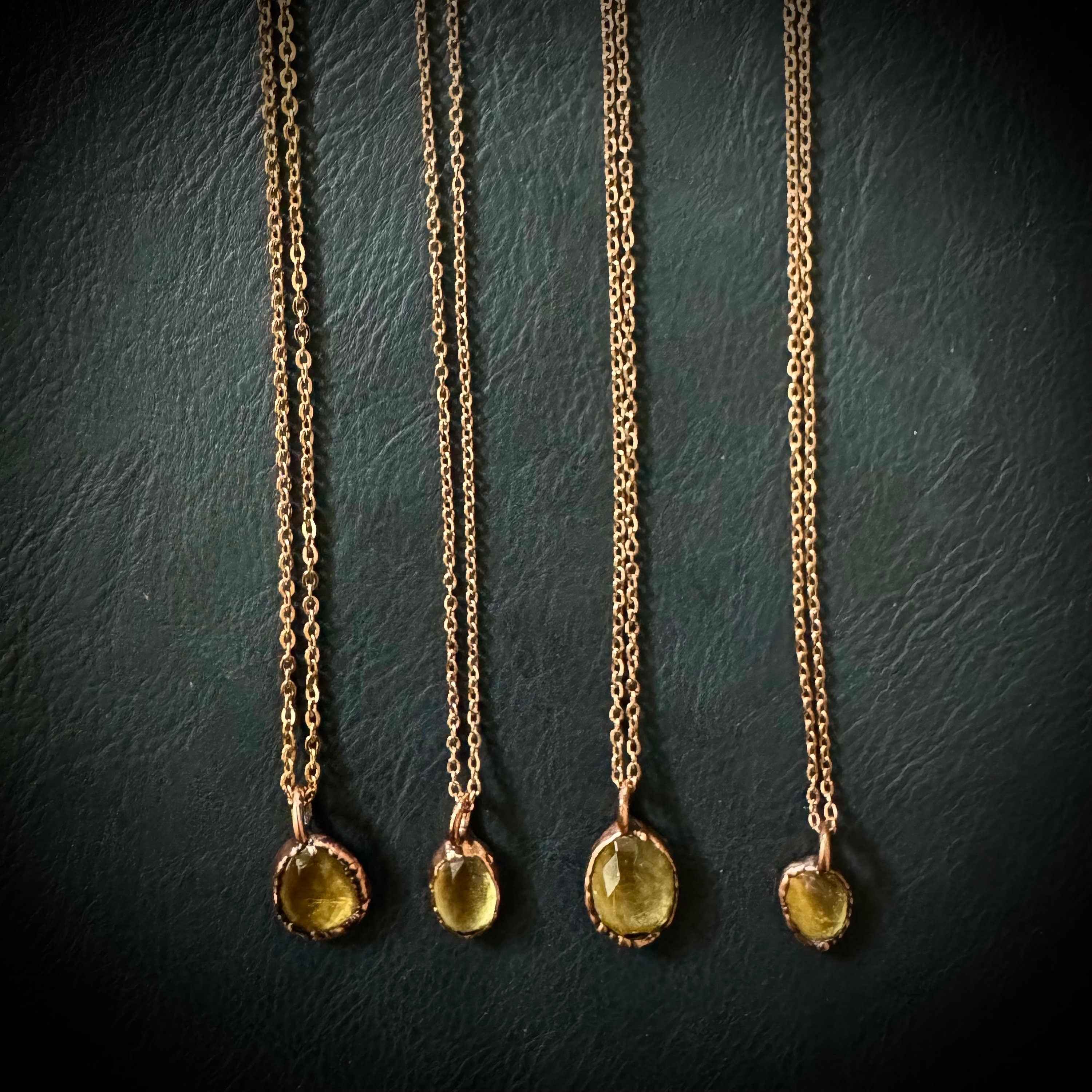 Citrine Necklace: Rose Cut Crystal, November Birthstone