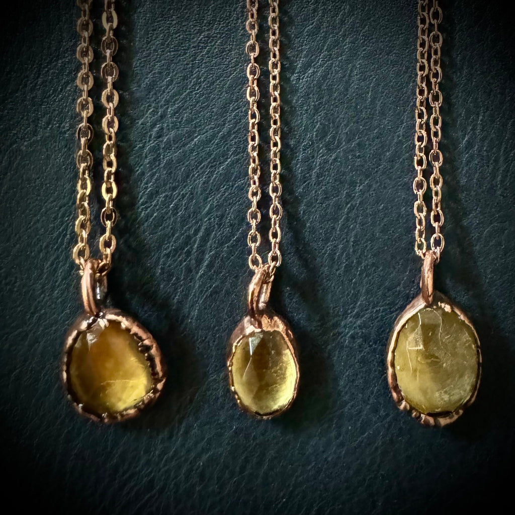 Citrine Necklace: Rose Cut Crystal, November Birthstone