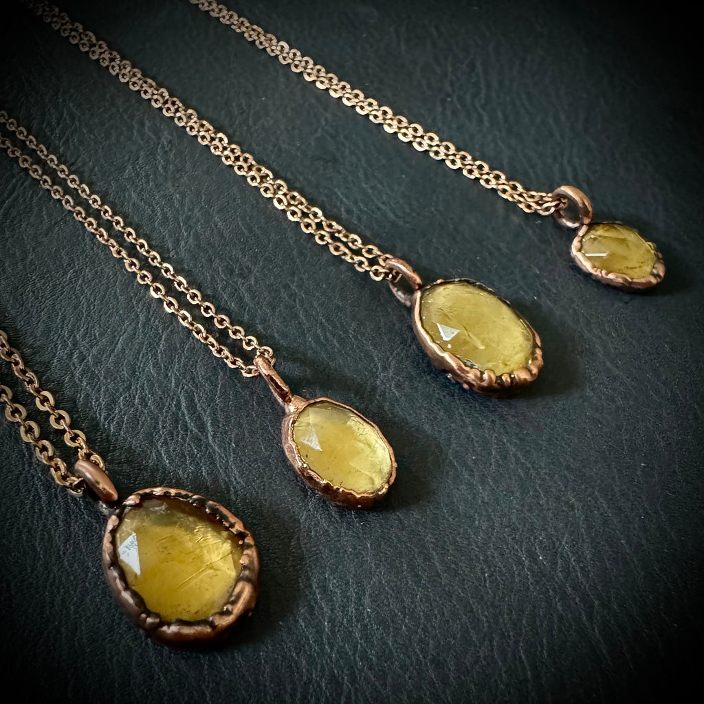 Citrine Necklace: Rose Cut Crystal, November Birthstone