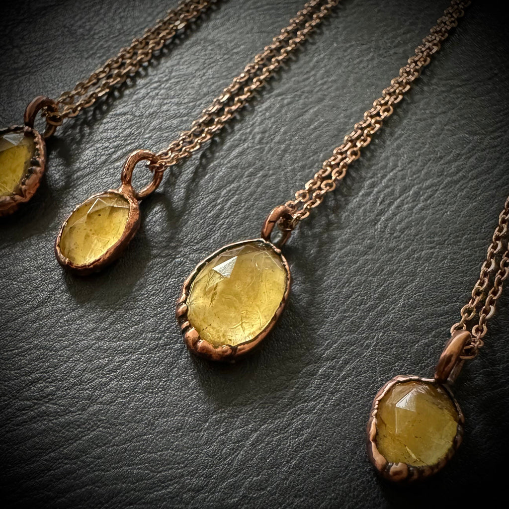 Citrine Necklace: Rose Cut Crystal, November Birthstone
