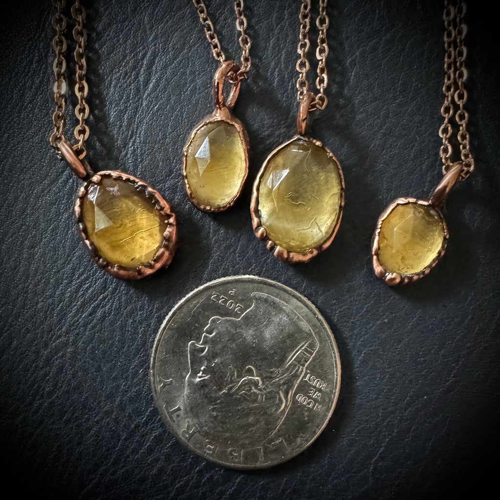 Citrine Necklace: Rose Cut Crystal, November Birthstone