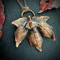 Herkimer Diamond Leaf Necklace: Electroformed Copper, Nature Inspired