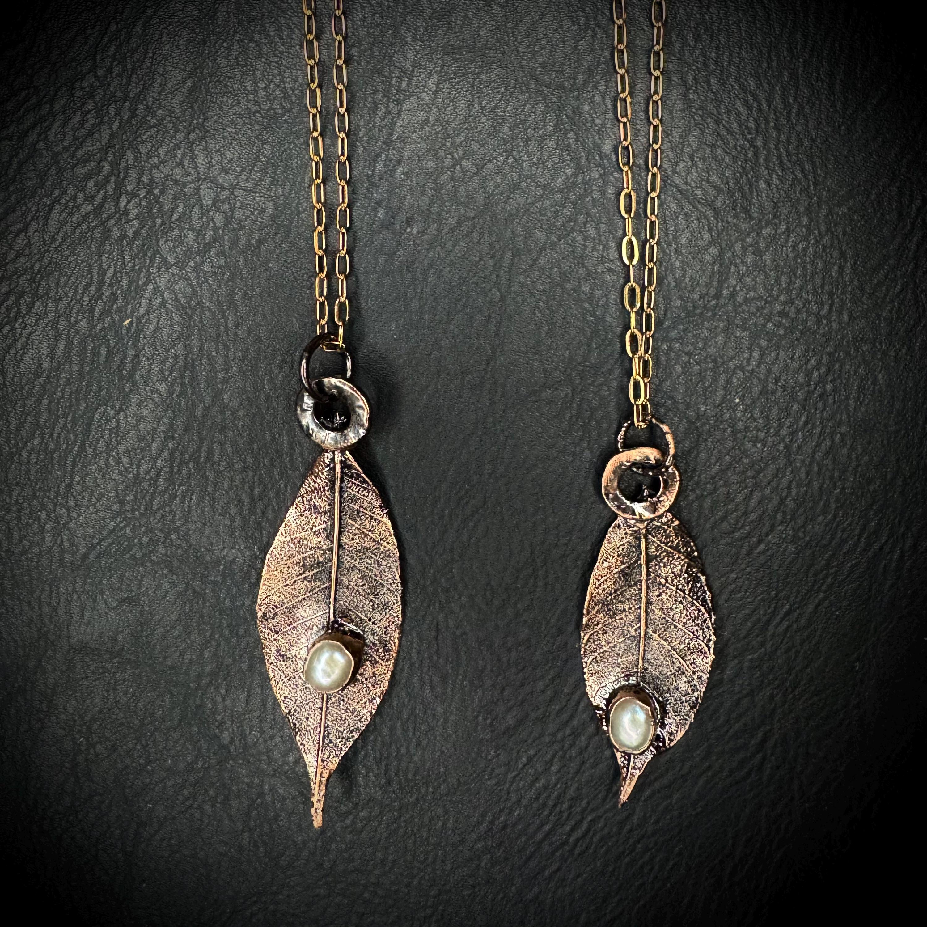 Pearl Skeleton Leaf Necklace / Nature Inspired Jewelry / Boho Cottagecore Nature Lovers