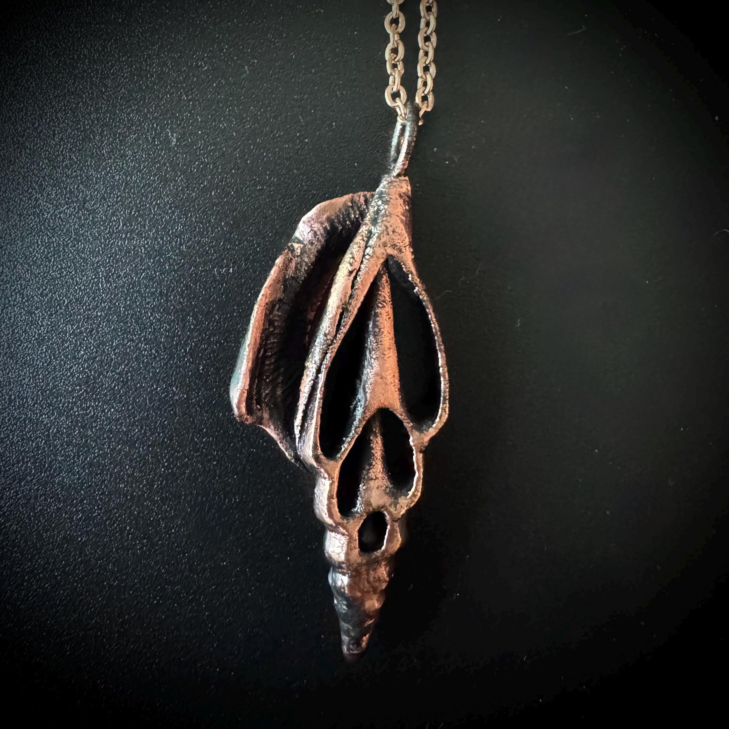 Electroformed Seashell Necklace: Copper-Plated Beach Pendant, Rose Gold Chain