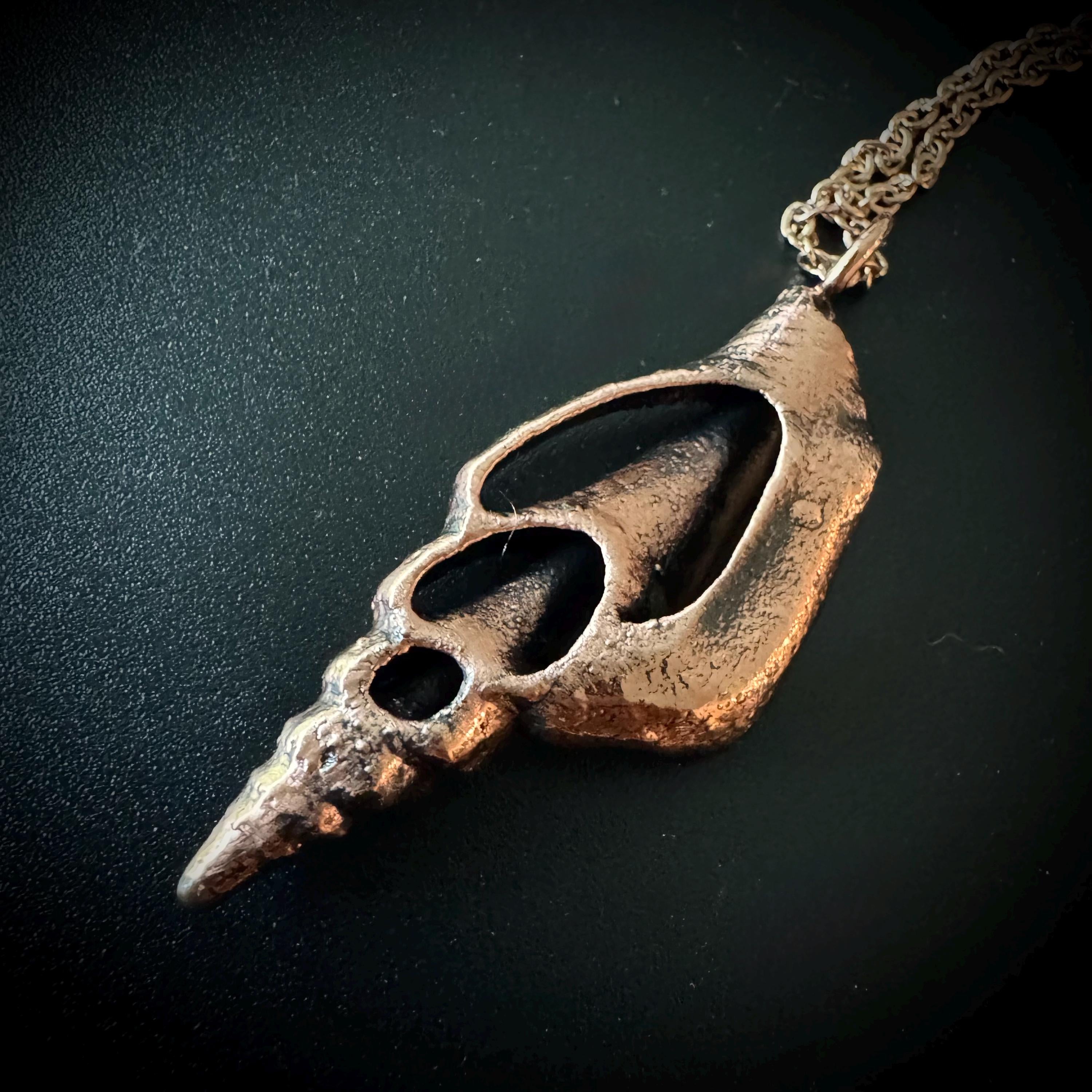 Electroformed Seashell Necklace: Copper-Plated Beach Pendant, Rose Gold Chain