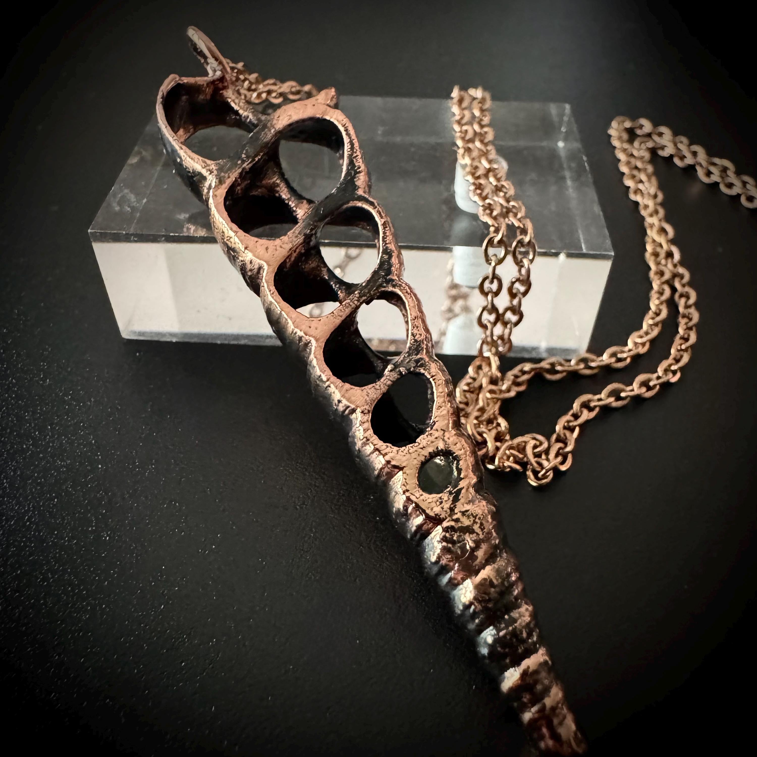Electroformed Seashell Necklace: Copper Coastal Pendant, Rose Gold Chain