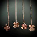 Electroformed Copper Four Leaf Clover Necklace: Botanical Jewelry