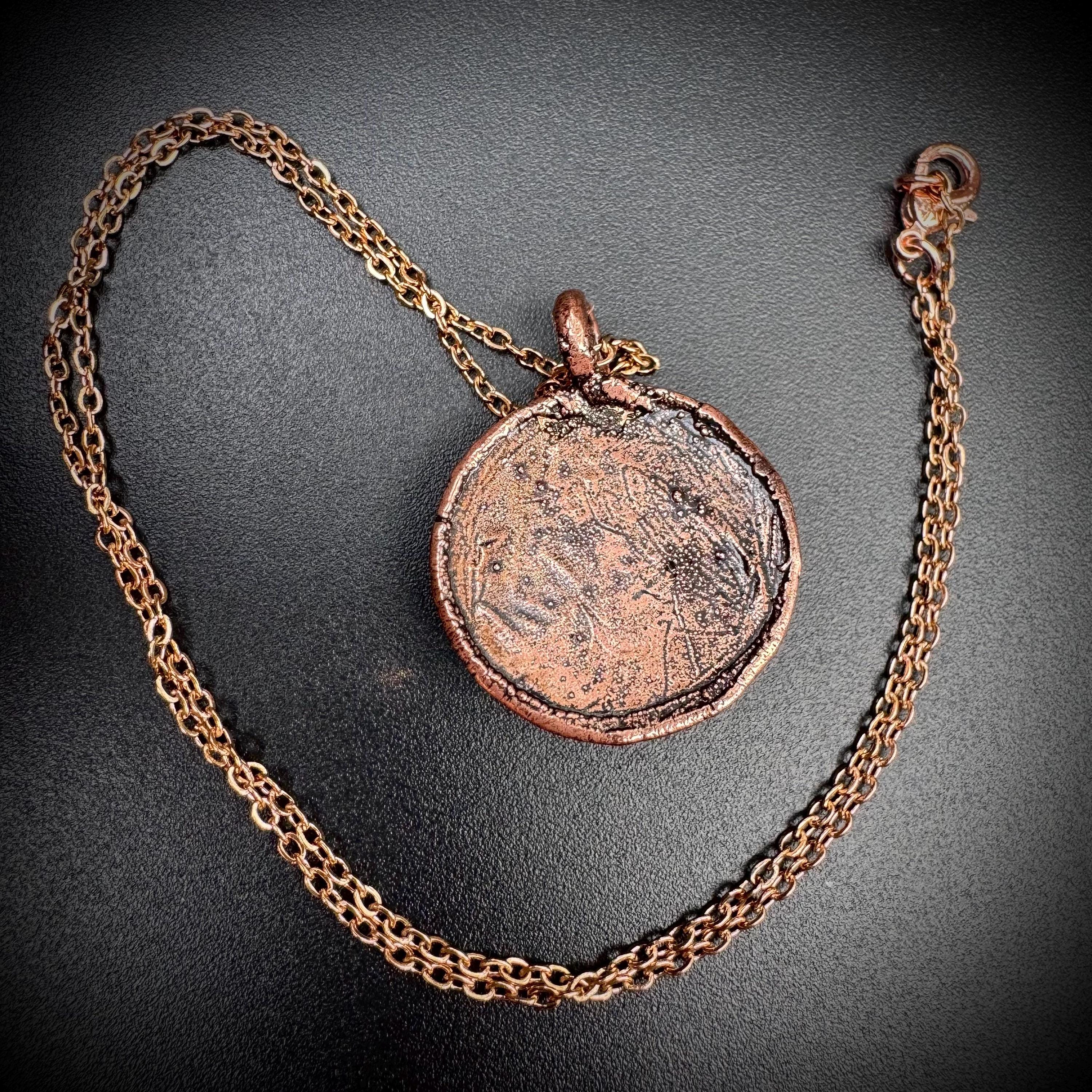 Electroformed Copper Flower Pendant: Dried Resin Necklace