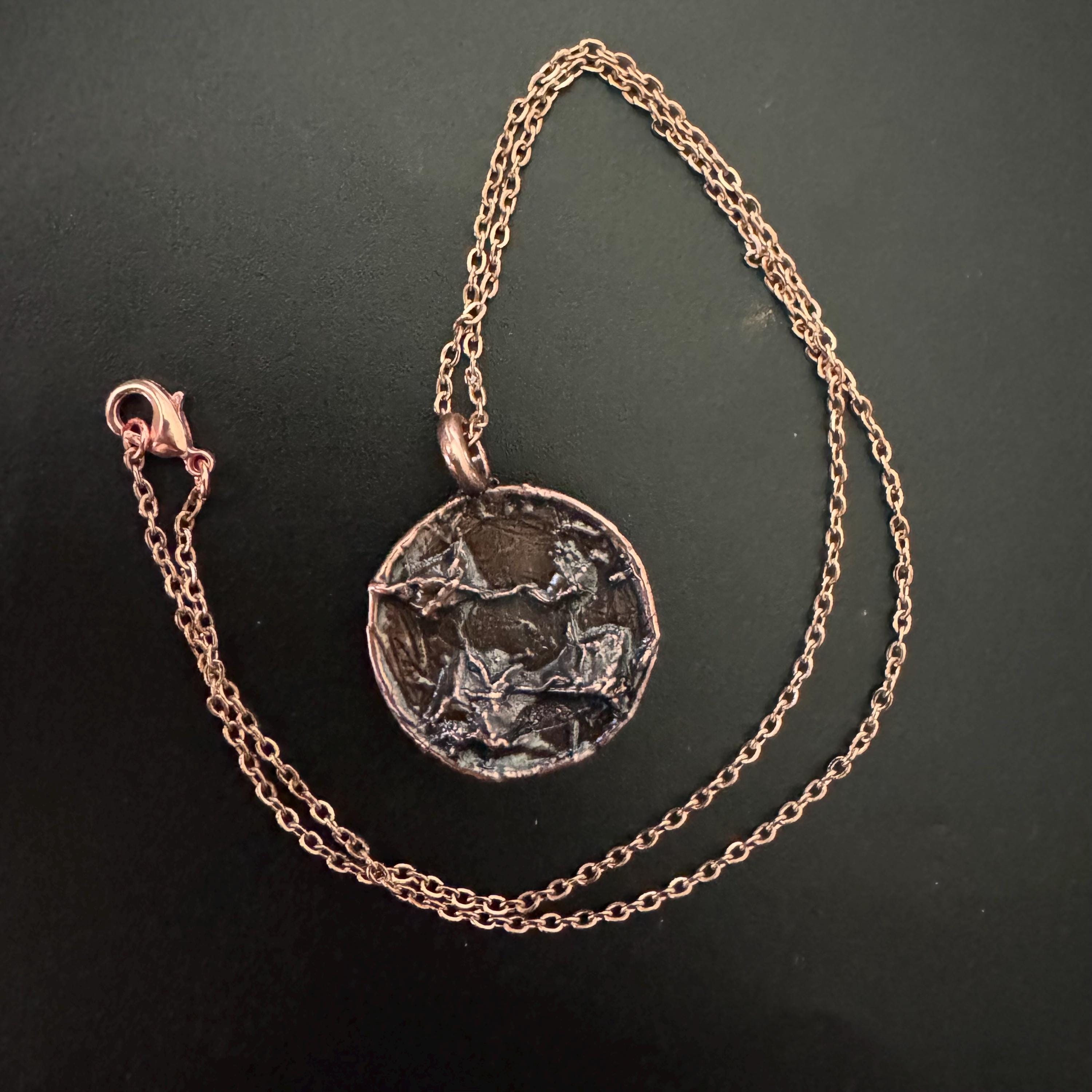 Electroformed Copper Flower Pendant: Dried Resin Necklace