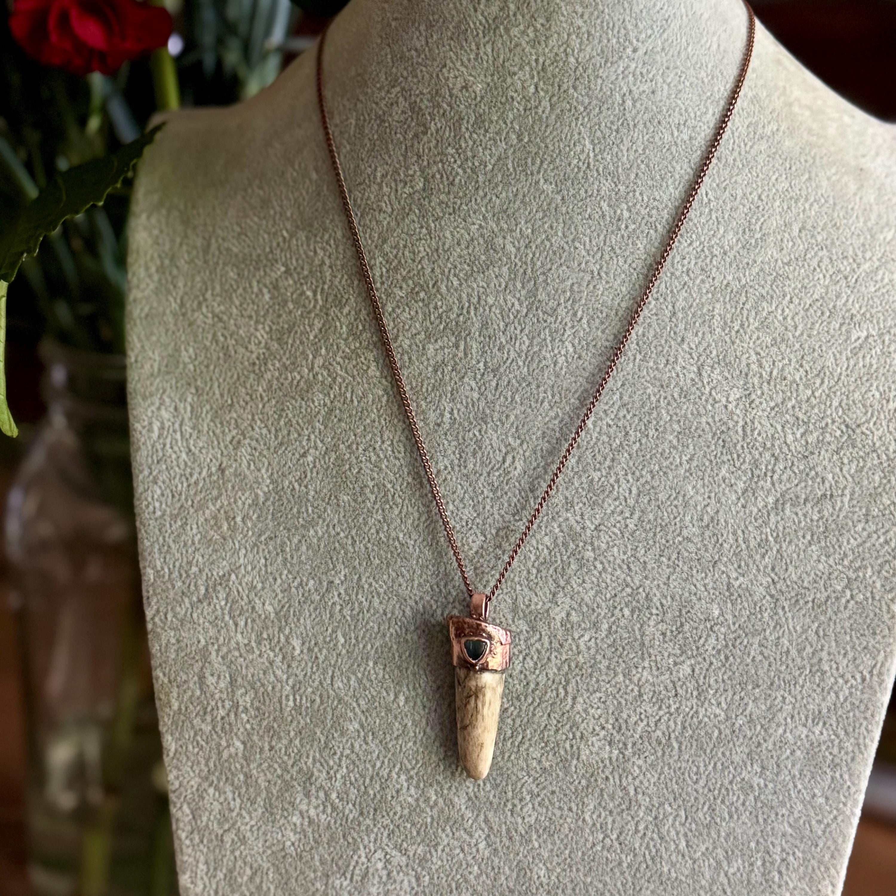 Electroformed Copper Deer Antler Necklace: Woodland Jewelry
