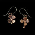 Real 4 Leaf Clover Electroformed Copper Dangle Earrings on Niobium Ear Wires