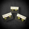 Raw Peridot Copper Stud Earrings / Copper Studs / Electroformed Jewelry