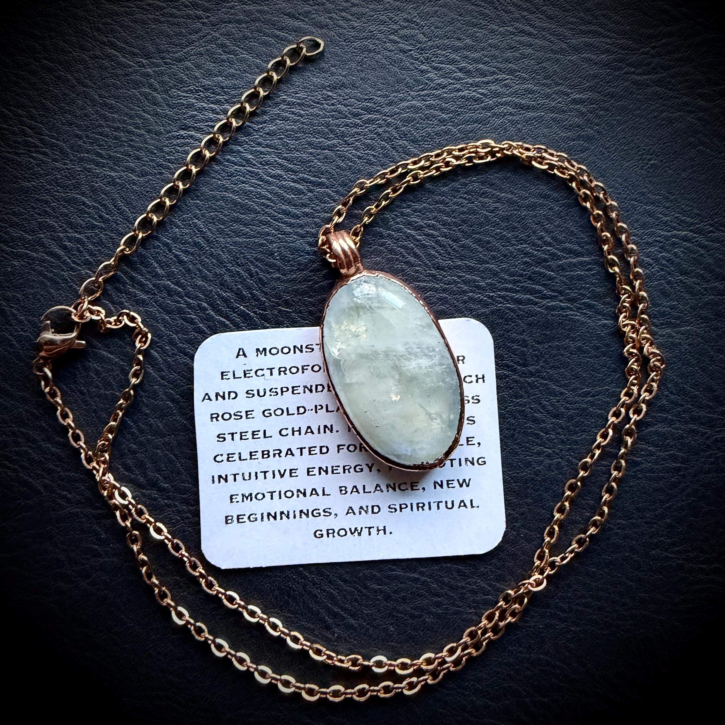 June Birthstone Moonstone Electroformed Necklace