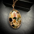 Oval Resin Rainbow Tourmaline Pendant Necklace | Electroformed Copper | Rose Gold Chain | Handmade Crystal Jewelry