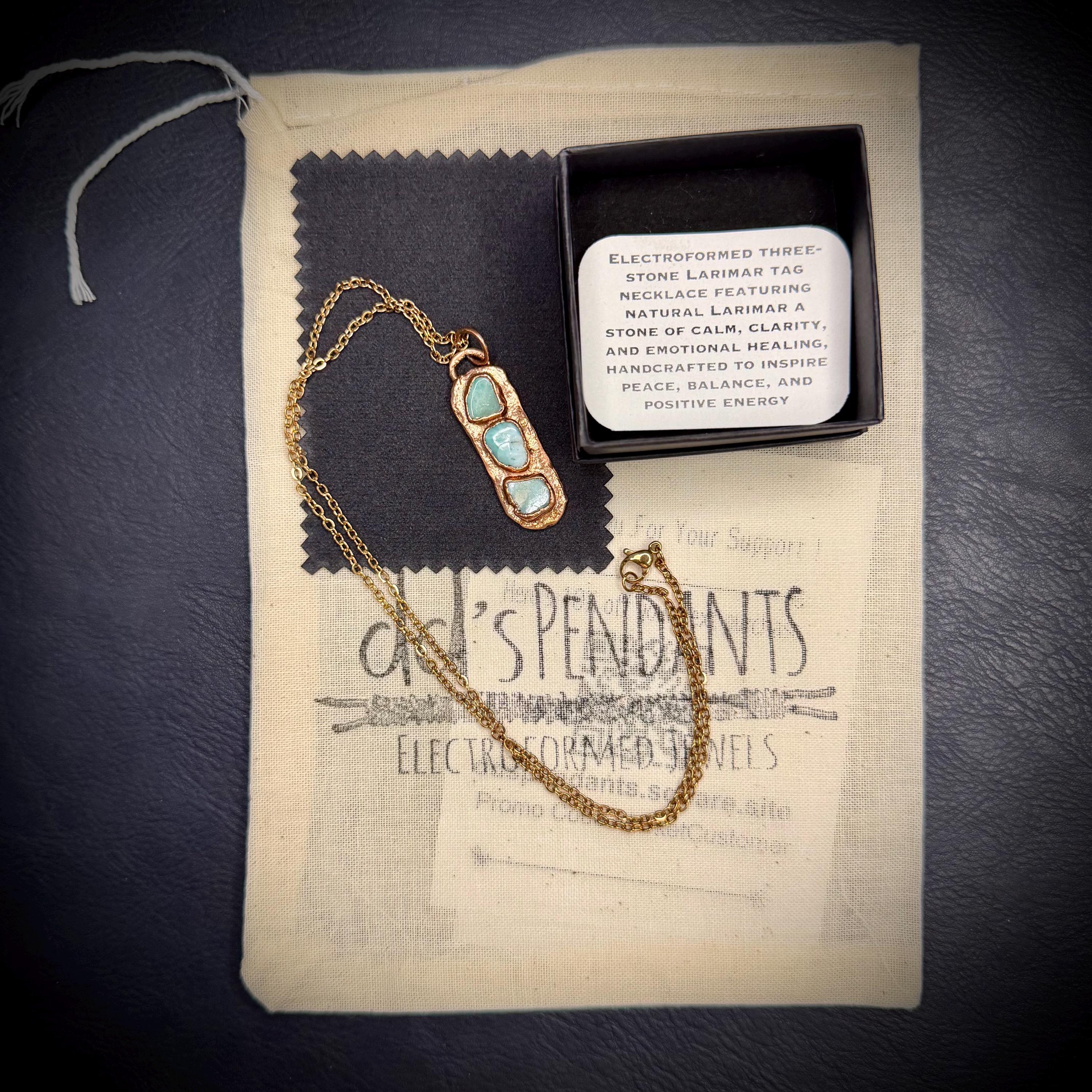 Larimar Necklace- Electroformed Truple Stone Pendant