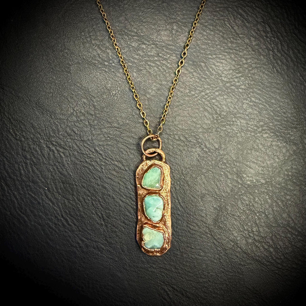 Larimar Necklace- Electroformed Truple Stone Pendant