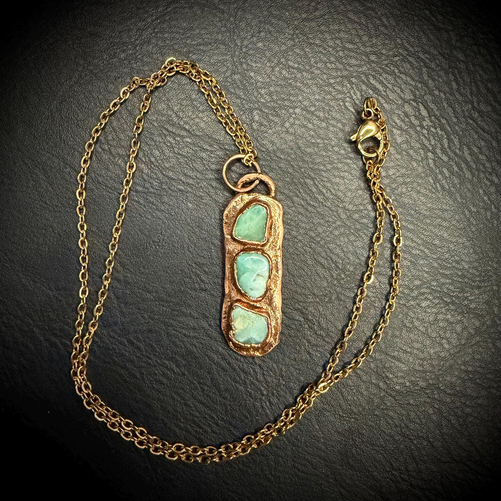 Larimar Necklace- Electroformed Truple Stone Pendant
