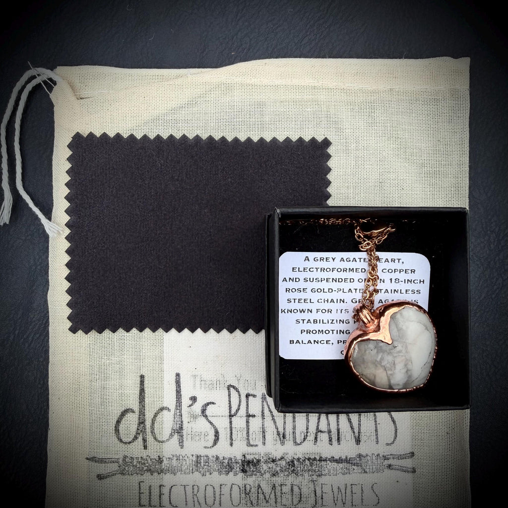 Grey Agate Heart Necklace