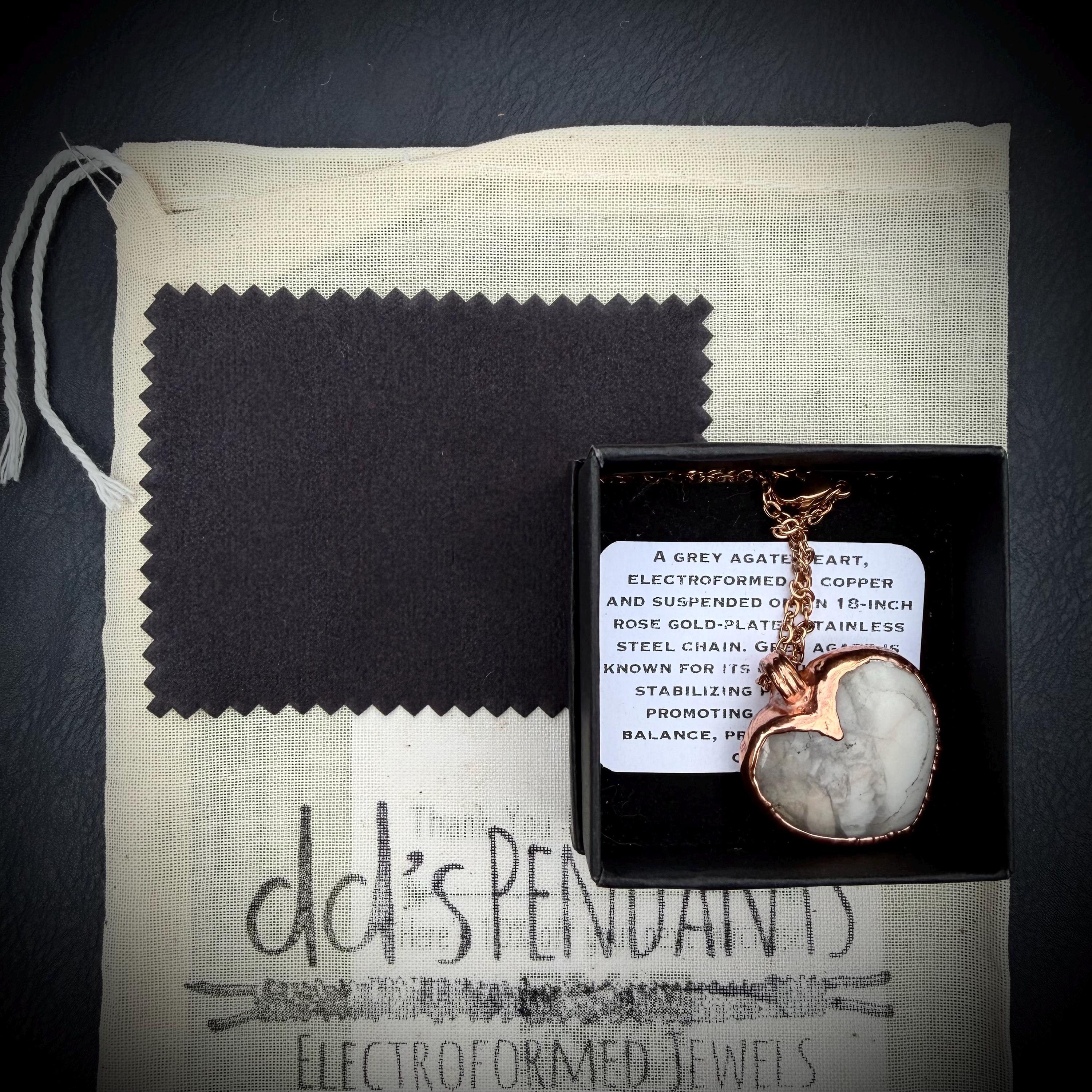 Grey Agate Heart Necklace
