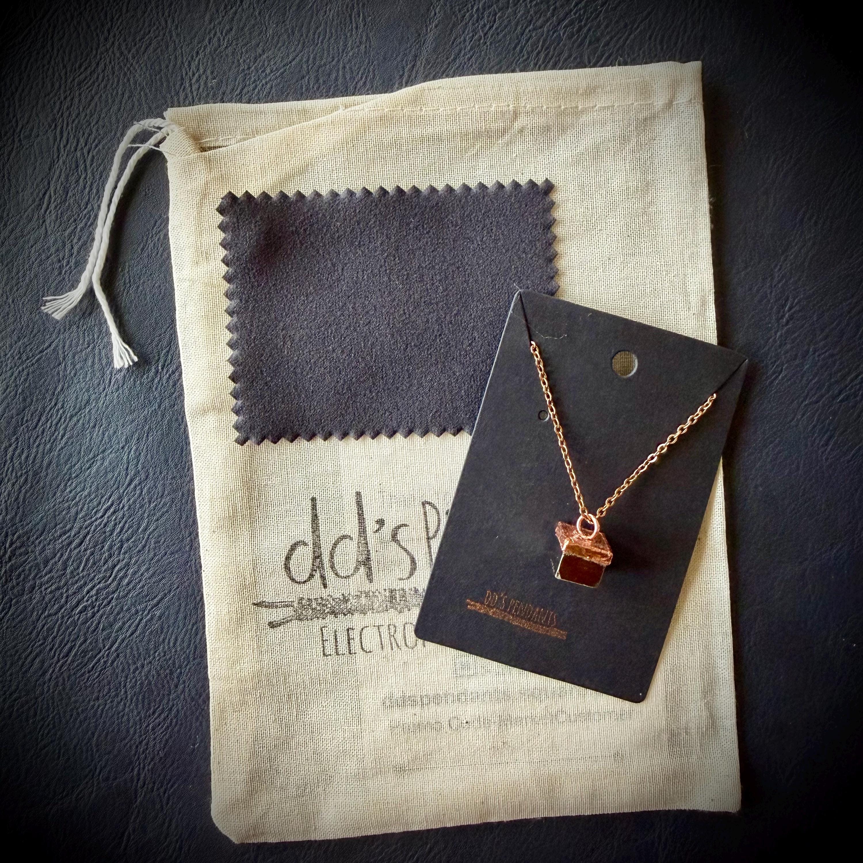 Electroformed Pyrite Cube Pendant Necklace