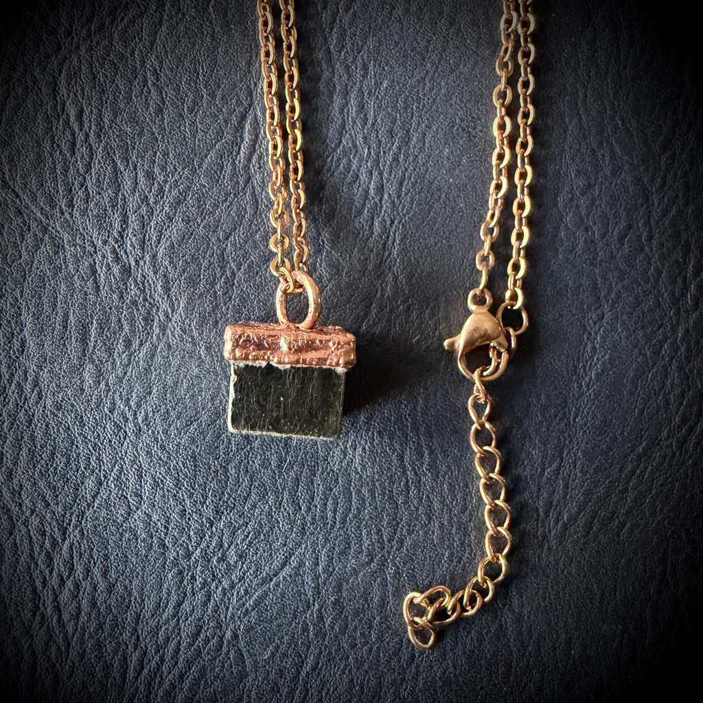 Electroformed Pyrite Cube Pendant Necklace