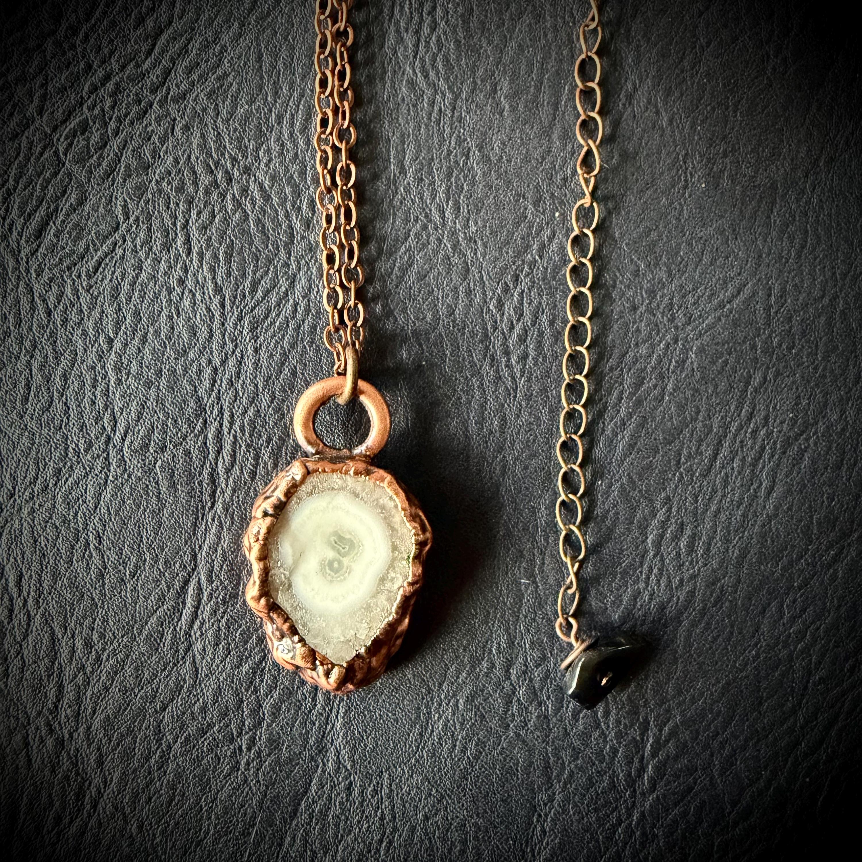 Solar Quartz Slice Electroformed in Copper Necklace