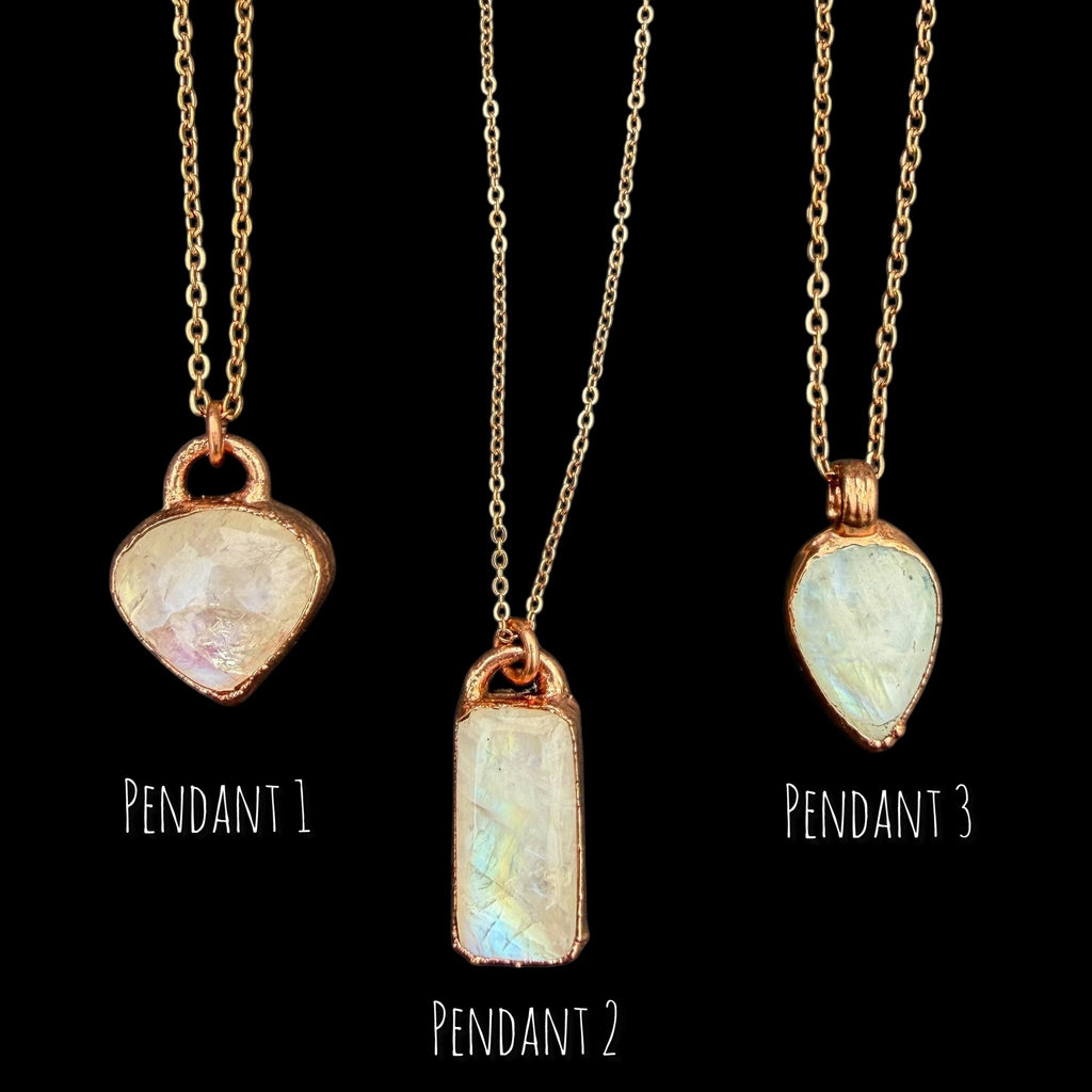 Moonstone Necklace / June Birthstone Rose Cut Crystal Necklace / Electroformed Jewelry