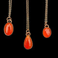 Electroformed Copper Orange Onyx Necklace, Rose Gold Chain