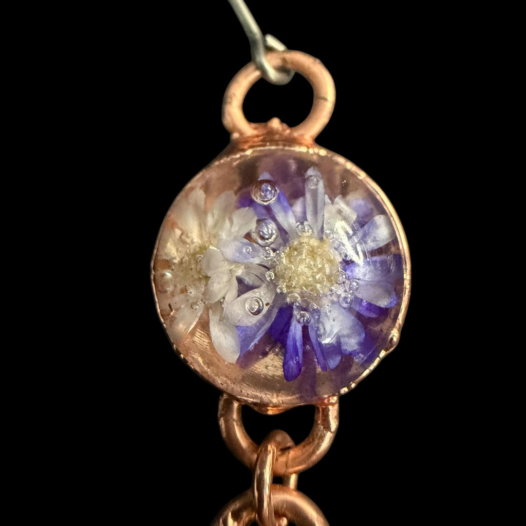 Dried Flower Resin Earrings | Quartz Crystal | Niobium Ear Wires | Handmade Botanical Jewelry