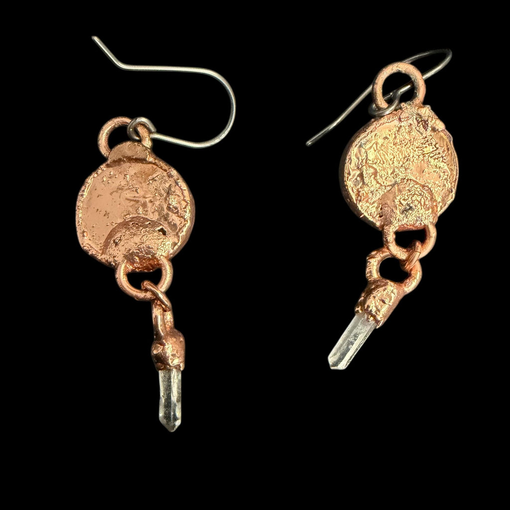Dried Flower Resin Earrings | Quartz Crystal | Niobium Ear Wires | Handmade Botanical Jewelry