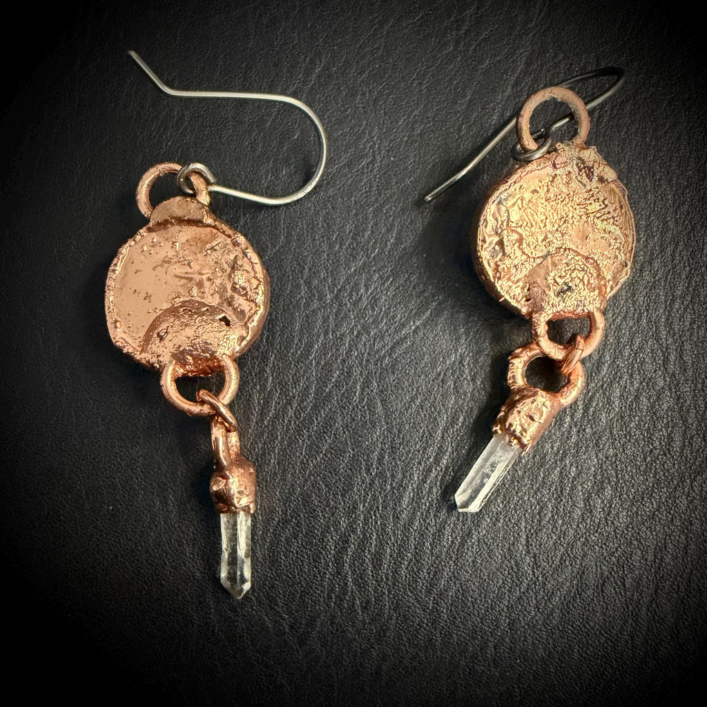 Dried Flower Resin Earrings | Quartz Crystal | Niobium Ear Wires | Handmade Botanical Jewelry