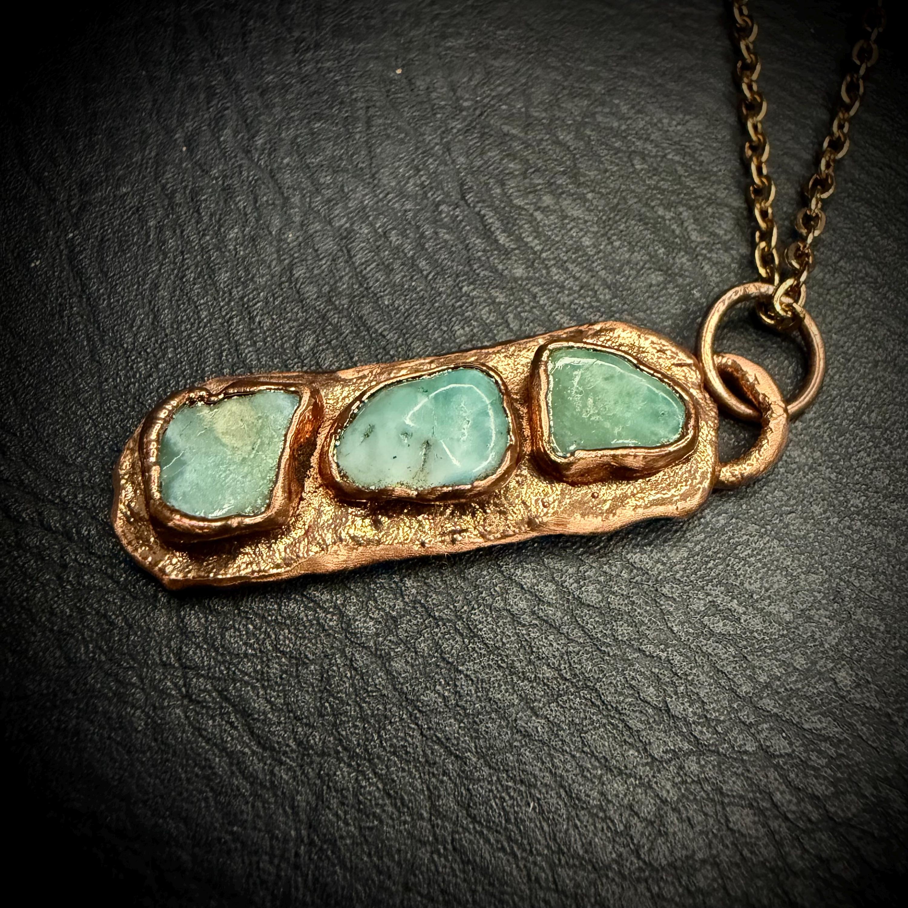Larimar Necklace- Electroformed Truple Stone Pendant