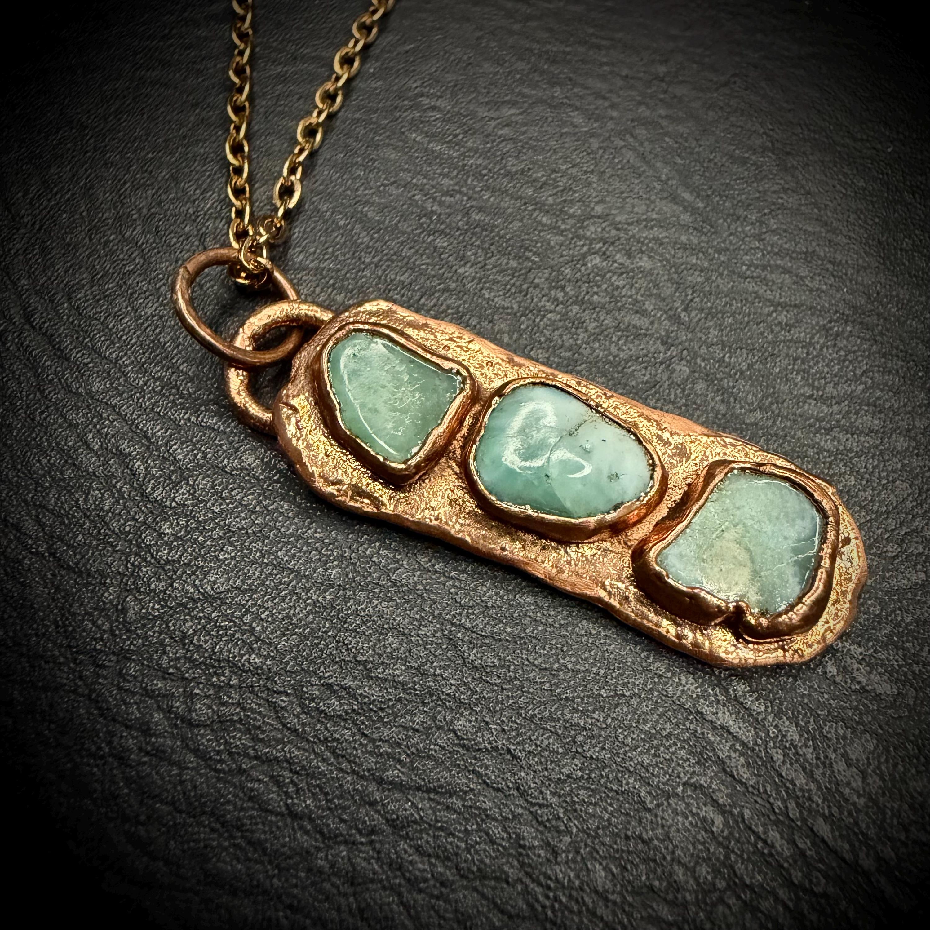Larimar Necklace- Electroformed Truple Stone Pendant